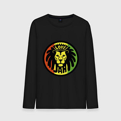 Лонгслив хлопковый мужской Jamaica rasta lion, цвет: черный
