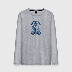 Лонгслив хлопковый мужской Бородатый хипстер на велосипеде с наушниками, цвет: меланж