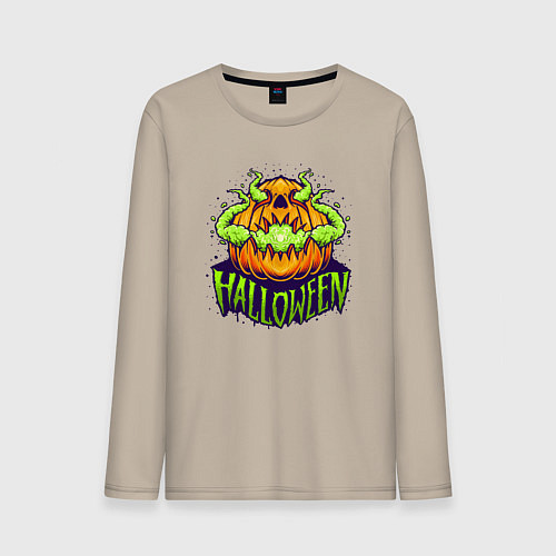 Мужской лонгслив Halloween pumpkin / Миндальный – фото 1