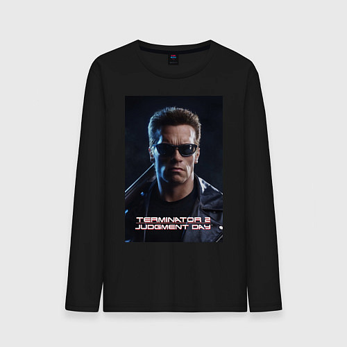 Мужской лонгслив Арнольд - терминатор / Черный – фото 1