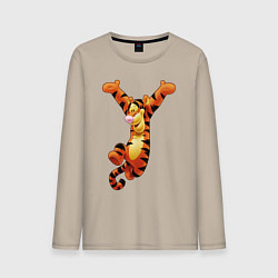 Лонгслив хлопковый мужской Винни пух - Тигруля, цвет: миндальный