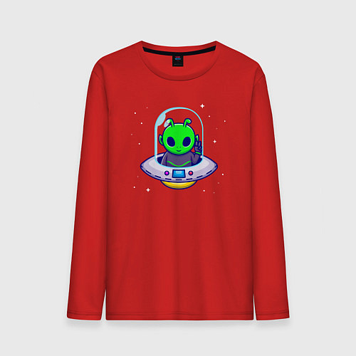 Мужской лонгслив Полёт пришельца / Красный – фото 1