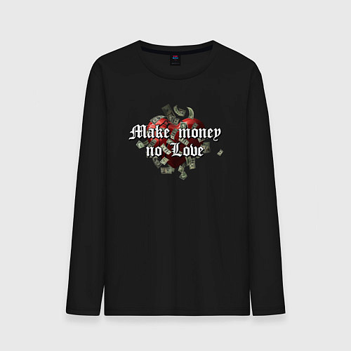 Мужской лонгслив Make money no love / Черный – фото 1