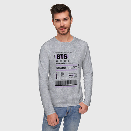 Мужской лонгслив Bts ticket / Меланж – фото 3