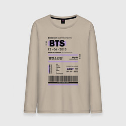 Лонгслив хлопковый мужской Bts ticket, цвет: миндальный