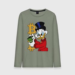 Лонгслив хлопковый мужской Duck tales - Scrooge bitcoin, цвет: авокадо