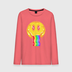 Лонгслив хлопковый мужской Rainbow smile, цвет: коралловый