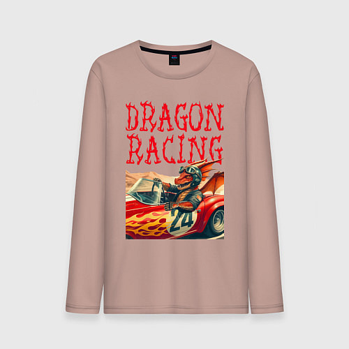 Мужской лонгслив Dragon cool racer - ai art / Пыльно-розовый – фото 1