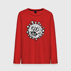 Лонгслив хлопковый мужской Удивлённый вирус, цвет: красный