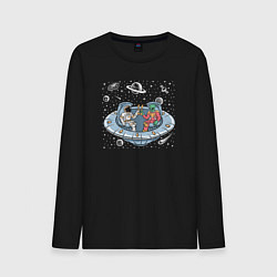 Лонгслив хлопковый мужской Space party, цвет: черный