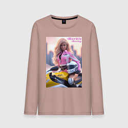 Лонгслив хлопковый мужской Barbie racing - Kawasaki Ninja, цвет: пыльно-розовый