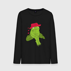 Лонгслив хлопковый мужской Лягушонок в шляпе, цвет: черный