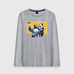Лонгслив хлопковый мужской Panda with beer, цвет: меланж