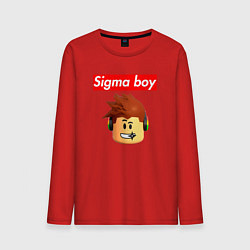 Лонгслив хлопковый мужской Sigma boy roblox head - мем Роблокс Сигма бой, цвет: красный