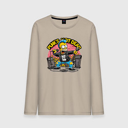 Лонгслив хлопковый мужской Панк Гомер Симпсон - певец, цвет: миндальный