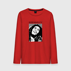 Лонгслив хлопковый мужской Боб Марли абстрактный портрет, цвет: красный