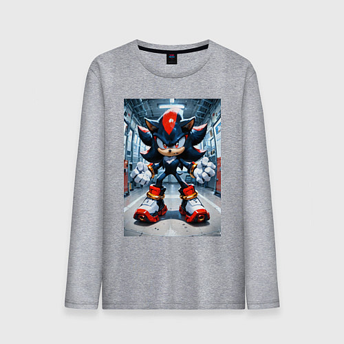 Мужской лонгслив Ежик Шедоу в коридоре / Меланж – фото 1