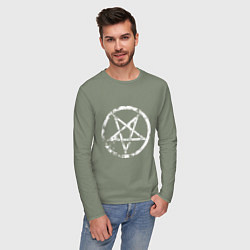 Лонгслив хлопковый мужской Star pentagram, цвет: авокадо — фото 2