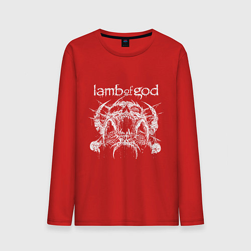 Мужской лонгслив Lamb of god - skull / Красный – фото 1