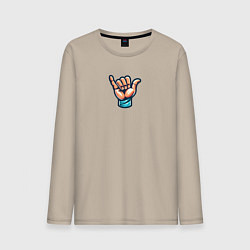 Лонгслив хлопковый мужской Жест руки Шака или Джамбо, цвет: миндальный