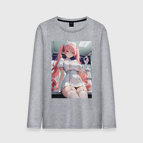 Мужской лонгслив Медсестричка сделает тебе укол любви / Меланж – фото 1