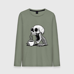 Мужской лонгслив Skeleton with coffee