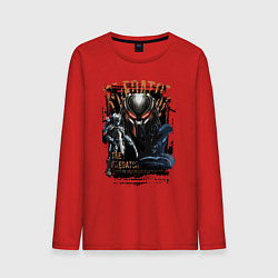 Лонгслив хлопковый мужской Хищник и чужой, цвет: красный