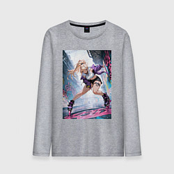 Лонгслив хлопковый мужской Девушка на роликах исполняет трюки, цвет: меланж