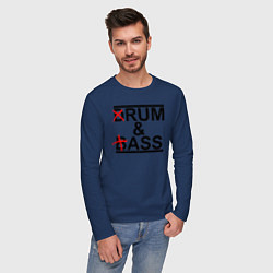 Лонгслив хлопковый мужской Drum and bass color, цвет: тёмно-синий — фото 2
