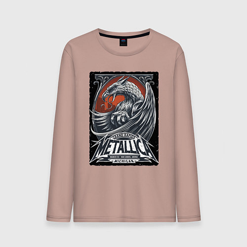 Мужской лонгслив Metallica - Michigan playbill Grand rapids / Пыльно-розовый – фото 1