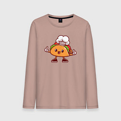 Лонгслив хлопковый мужской Тако повар, цвет: пыльно-розовый