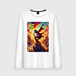 Лонгслив хлопковый мужской Mick Jagger -mountain fantasy, цвет: белый