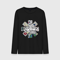 Лонгслив хлопковый мужской RHCP - logo with songs, цвет: черный
