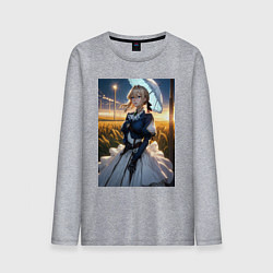 Лонгслив хлопковый мужской Вайолет Эвергарден на поле, цвет: меланж