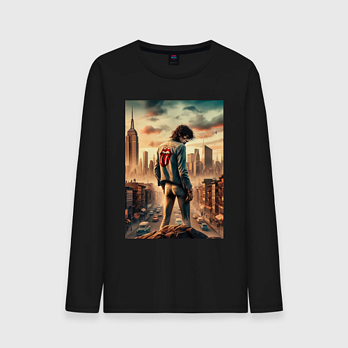 Мужской лонгслив Mick Jagger is the world legend / Черный – фото 1