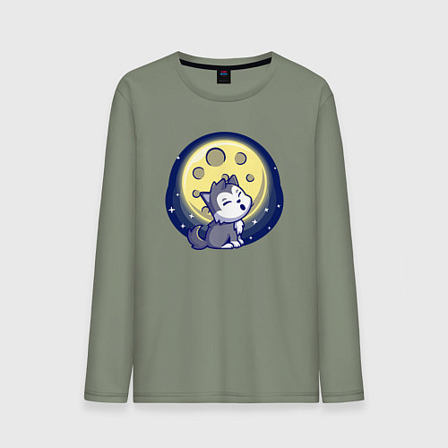 Мужской лонгслив Moon wolf / Авокадо – фото 1