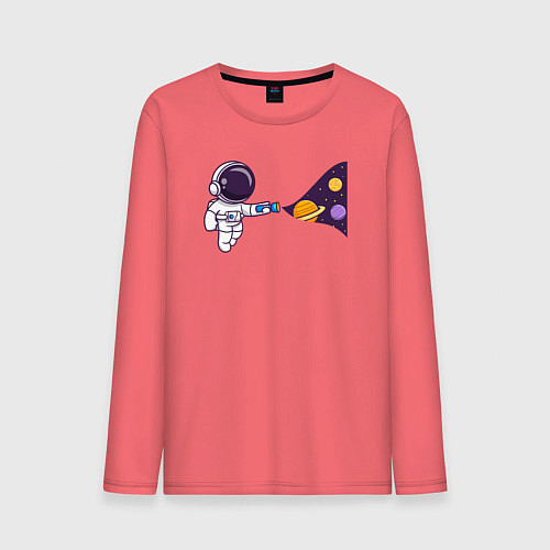 Мужской лонгслив Космический свет фонарика / Коралловый – фото 1