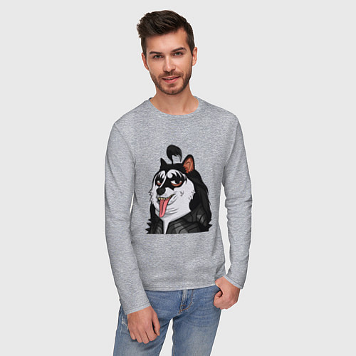 Мужской лонгслив NFT Doge - Kiss / Меланж – фото 3