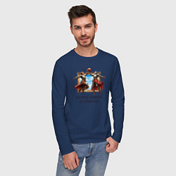 Лонгслив хлопковый мужской Герои мяча и магии - мем баскетбол, цвет: тёмно-синий — фото 2