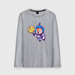Лонгслив хлопковый мужской Белочка в космосе, цвет: меланж