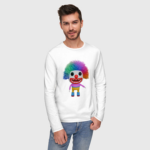 Мужской лонгслив Cartoon clown colorful / Белый – фото 3