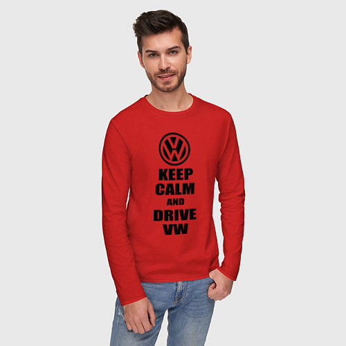 Мужской лонгслив Keep Calm & Drive VW / Красный – фото 3