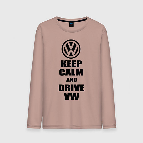 Мужской лонгслив Keep Calm & Drive VW / Пыльно-розовый – фото 1