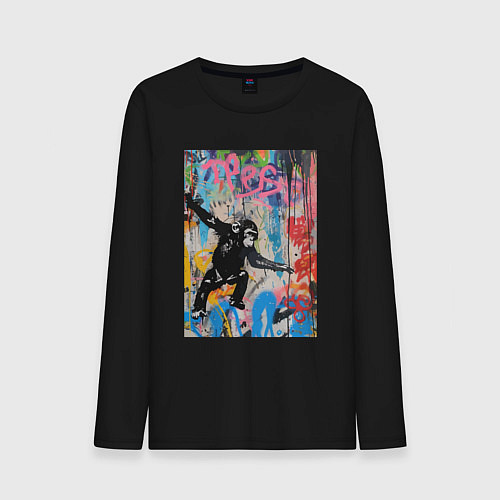 Мужской лонгслив Monkey graffiti / Черный – фото 1