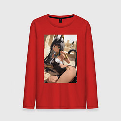 Лонгслив хлопковый мужской Сфинкс в древнем Египте, цвет: красный