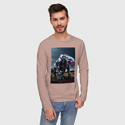 Лонгслив хлопковый мужской Робот в стиле Horizon, цвет: пыльно-розовый — фото 2