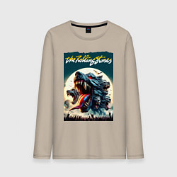 Лонгслив хлопковый мужской Волки Роллинг Стоунз - фантазия, цвет: миндальный