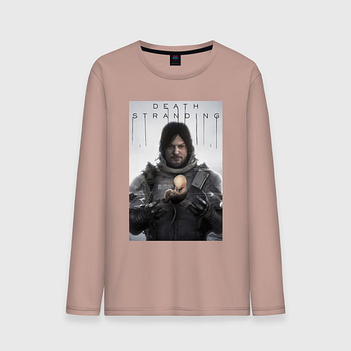 Мужской лонгслив Death Stranding - Norman Reedus / Пыльно-розовый – фото 1