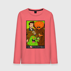 Лонгслив хлопковый мужской Ghostbuster - Peter Slimer Pumpkinhead, цвет: коралловый