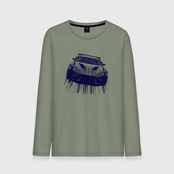 Лонгслив хлопковый мужской Спорткар в синих тонах, цвет: авокадо